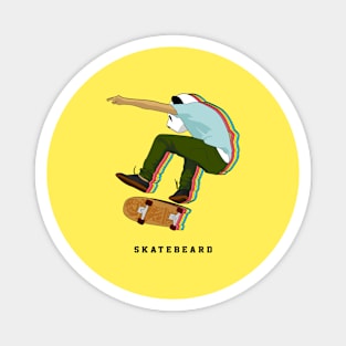 Skater with a Panda face skating Magnet